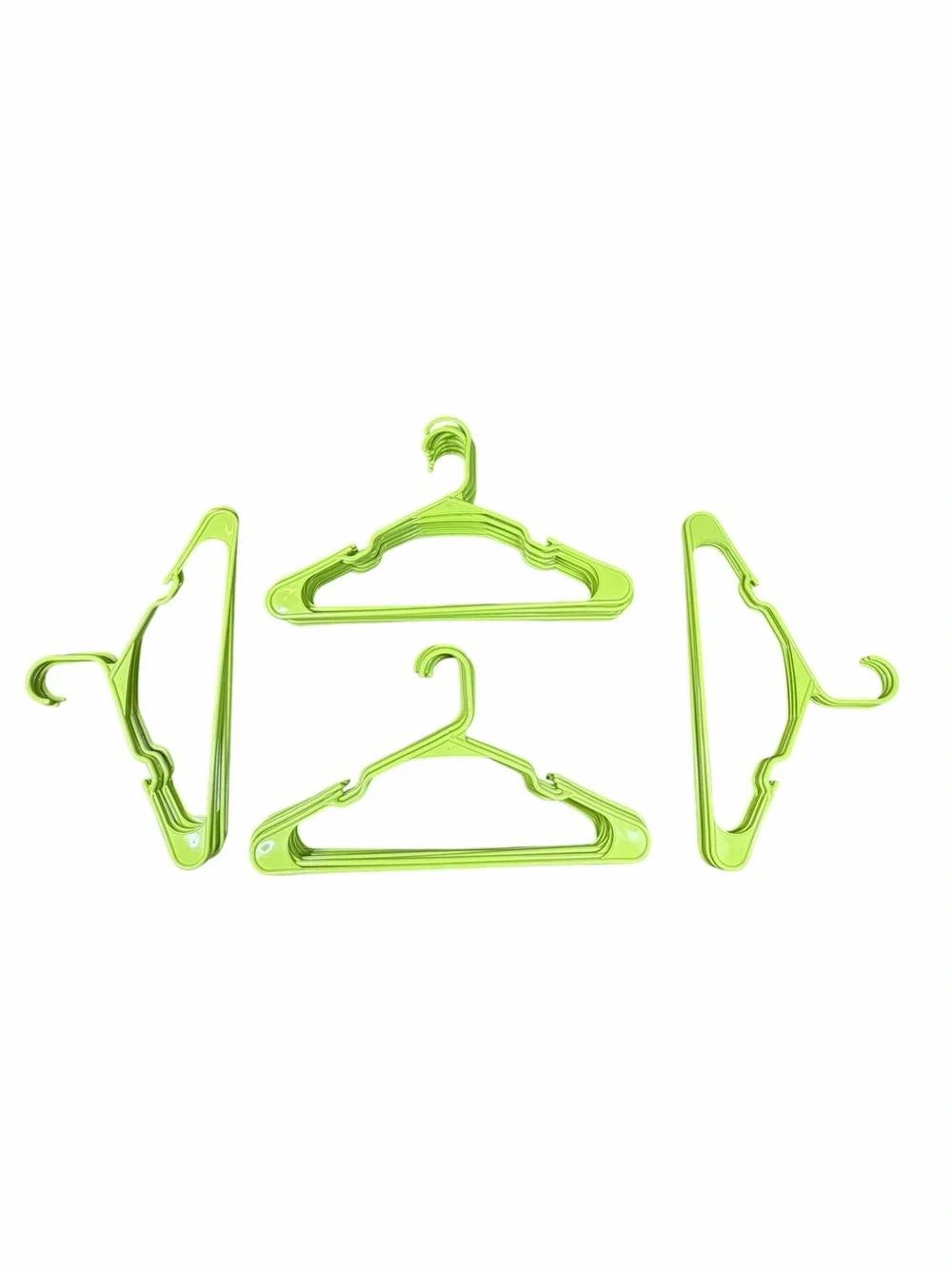 10/$25🦋 Lot of 28 Mainstays Plastic Notched Adult Hangers in Lime Green